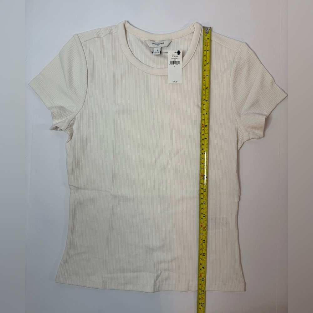 NWT Banana Republic Variegated Ribbed T-Shirt Snow Day White Size S - Picture 6 of 10